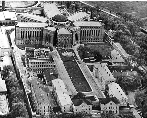 Aerial photograph of the old United States Disciplinary Barracks at Fort Leavenworth, Kan. (Photo courtesy of the U.S. Army Combined Arms Center Research Library)