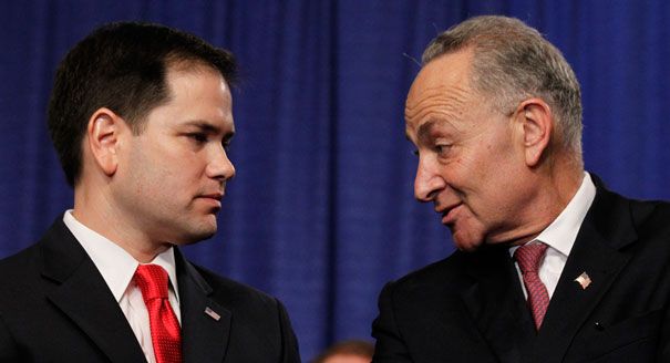 Senator Chuck "I Heart Hypocrisy" Schumer (D-NY) had no business being in the same shot as Senator Marco "He's Young Yet" Rubio (R-FL)