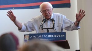 Senator Bernard Sanders (I-VT) addressing his followers and assembled media in the most overrated city in America: San Diego, California.