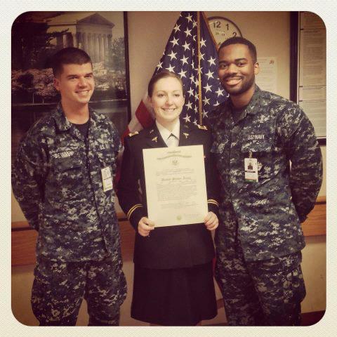 Smith & I had the honor of pinning on the new rank of one of the Army officers/nurses we served with in Bethesda, Maryland